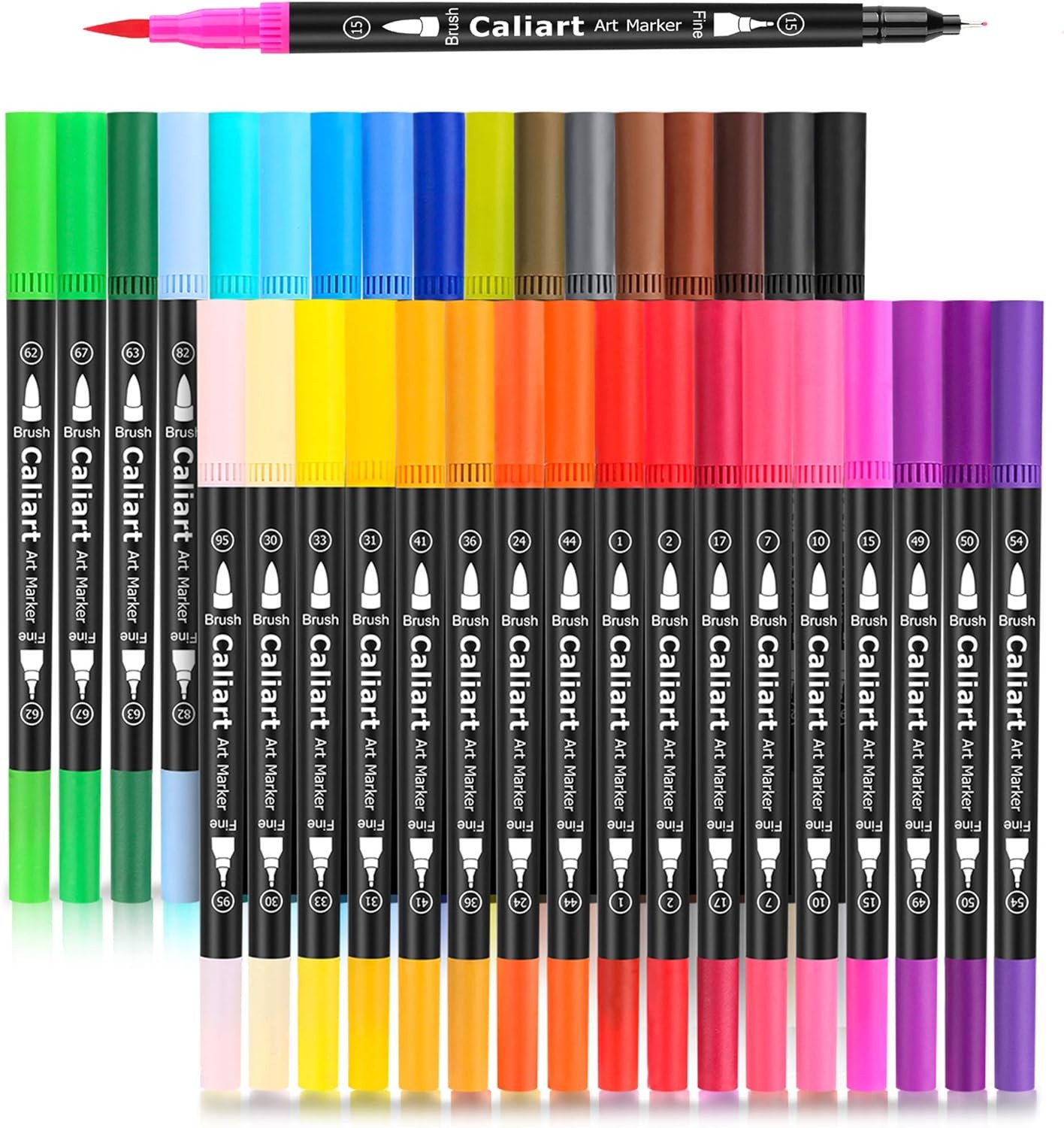 Caliart 34 Double Tip Brush Pens Art Markers, 1 Count (Pack 