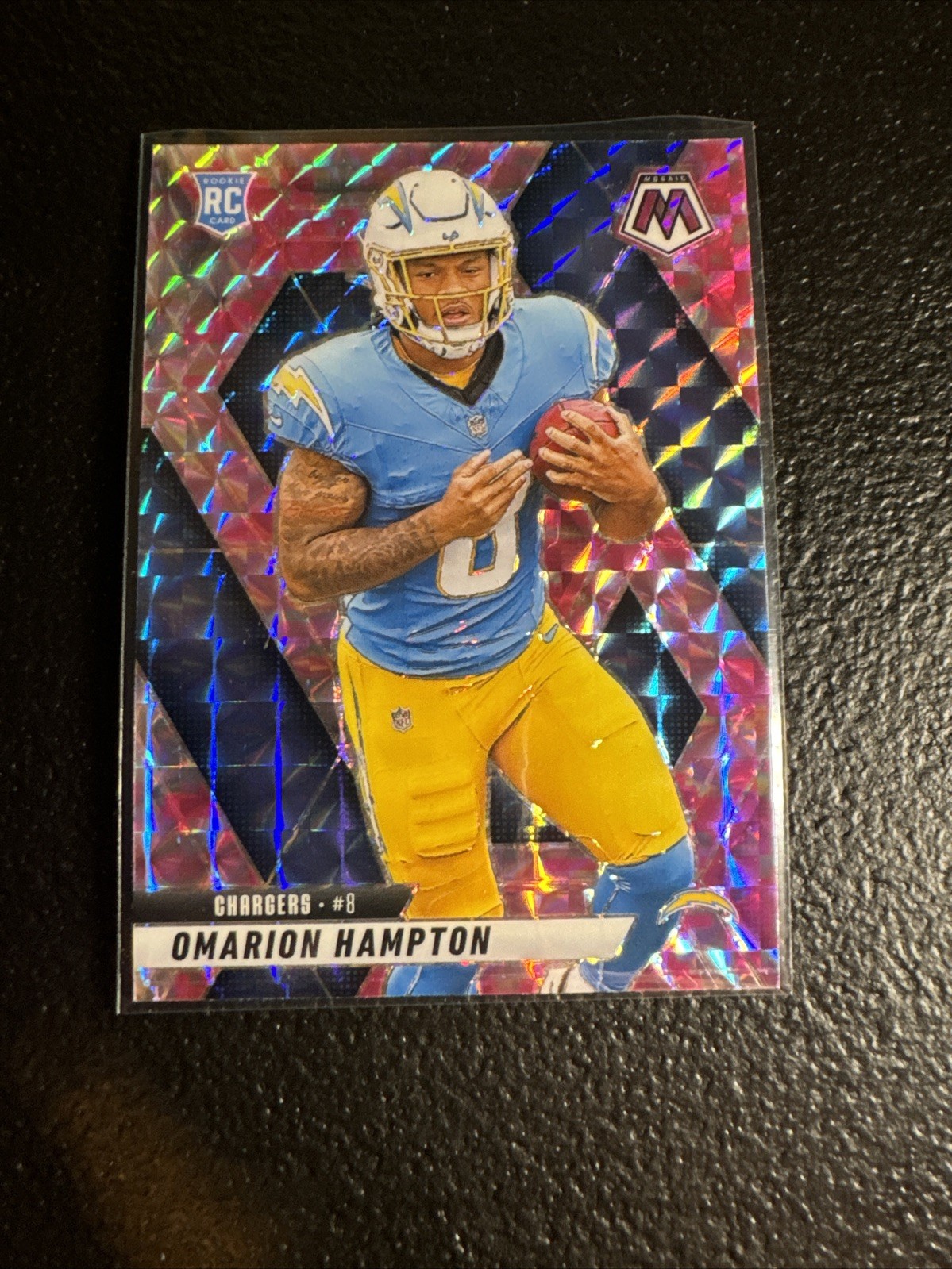 2025 Panini Mosaic - Rookies Omarion Hampton #335 Camo Pink Mosaic Prizm (RC)