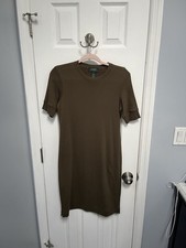 Lauren Ralph Lauren T-Shirt Dress Olive Green/Brown Short Sleeve Cotton Sz S