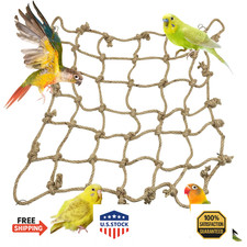 Tfwadmx 24"x24" Natural Bird Rope Net Parrot Swing Hammock Climbing Toy Large