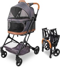 Pet Stroller with Removable Carrier Foldable One Step Brake Mesh Canopy