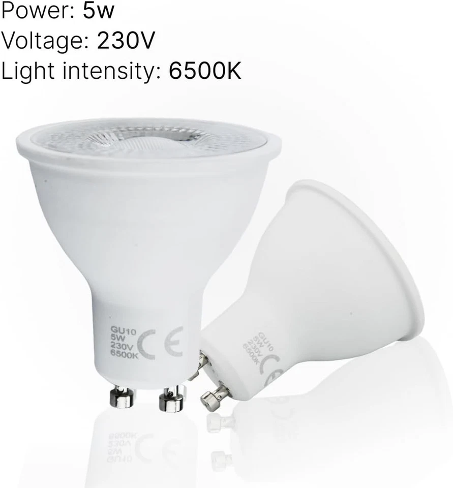 10PK GU10 LED Light Bulbs 5W Cool Day White 4000K Spot Downlights 230V UK - Image 2 of 4