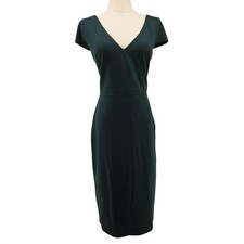 Dress The Population Dress Womens L Green Sheath Midi V-Neck Cap Sleeve Lined
