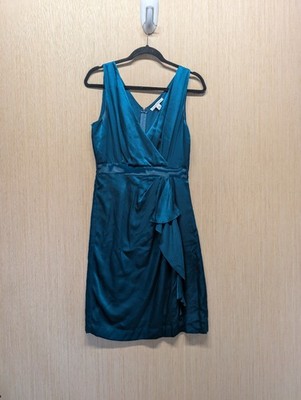 Banana Republic Dress Womens Sz 4 100% Silk Green Teal Formal Cocktail Dress 
