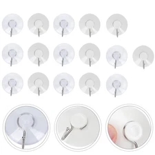 16PCS Powerful Transparent Cup Hooks Non-marking Self Adhesive Hook
