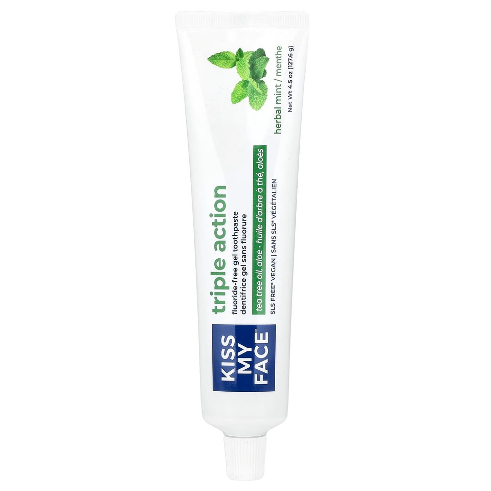 Triple Action Fluoride-Free Gel Toothpaste, Herbal Mint, 4.5 oz (127.6 g)