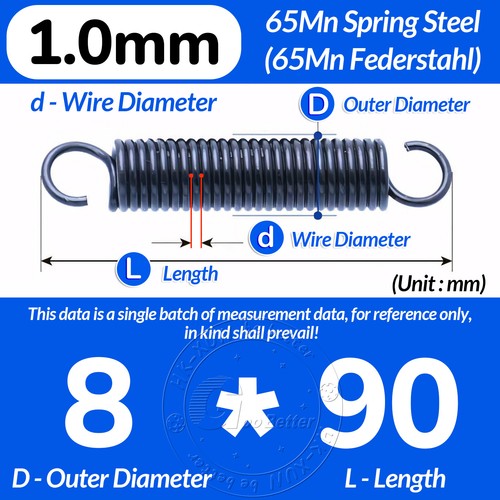 L=20-300mm Zugfeder mit Haken, Zugfedern Feder Federstahl, d=1,0mm, D=5-12mm - Picture 102 of 179