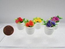 Dollhouse Miniature Flower in White Pot - Various Colors ART313
