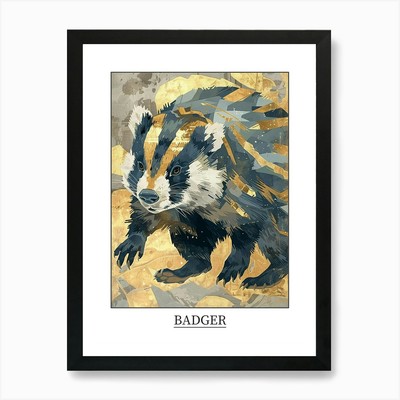 Badger Precisionist Illustration 4 gerahmte Wandbilder Poster Leinwanddruck Bild