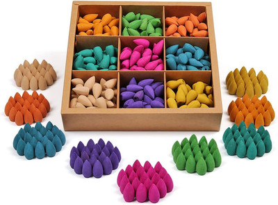 Backflow Incense Cones 360 Pcs of 100% Natural Scents Waterfall Tulip Jasmine