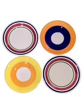 2 MAX6 By MAXAM ITALY PRIMULA & 2 TRE CI BULLSEYE Stripes Salad Dessert Plates