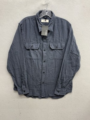 Buck Mason Double Weave Vintage Two Pocket Shirt Button Dark Blue Size Large New