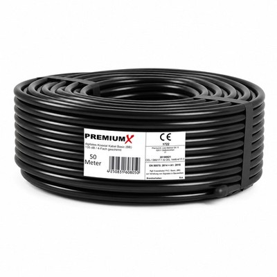 50m Koaxialkabel schwarz 135dB 4-fach SAT TV Koax Antennenkabel Satelliten Kabel