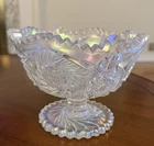 Vintage L.E. Smith Iridescent “Comet in the Stars” Carnival Glass Compote