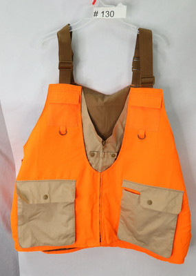 10X Brand Hunting Vest  Brown Blaze Orange Game Pouch Upland Bird 2XL