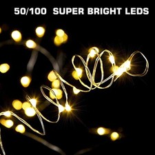 50-100 LEDs Battery Operated Mini LED Copper Wire String Fairy Lights Remote
