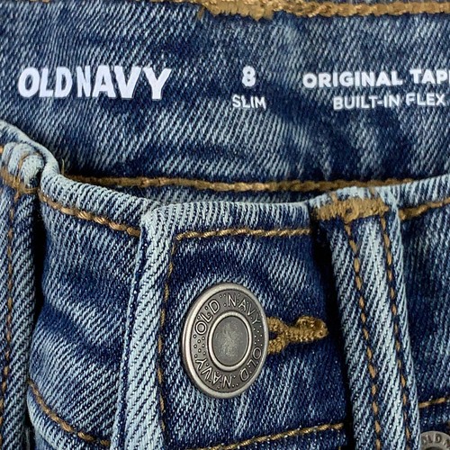 Old Navy Boys Size 8 Slim Bay Wash Denim Original Taper Built-In Flex Jeans NWT - Picture 3 of 4