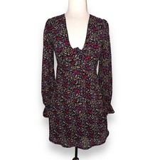 Q2 Nasty Gal Tie Front Ditsy Floral Skater Dress New NWT Size 2 Women's