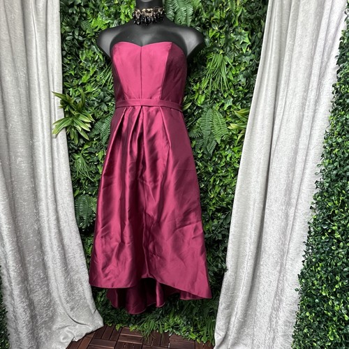ALFRED SUNG Dress Women 14 Burgundy Red Ballgown Strapless Hi Lo Formal NWT 1657 - Picture 3 of 10
