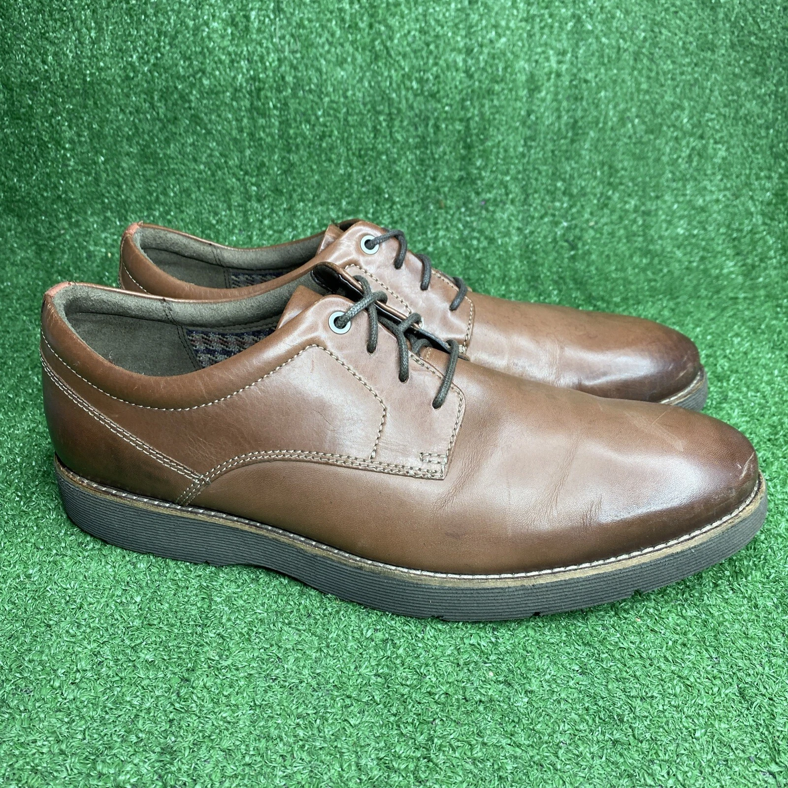 Scarpe Oxford Clarks uomo Folcroft marrone tinta unita stringate comode da passeggio taglia 12