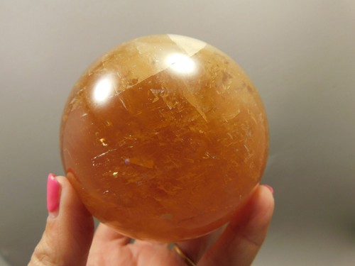 Honey Calcite Stone 3.3 inch Sphere Rock 83 mm Crystal Ball #O26 - Picture 11 of 12