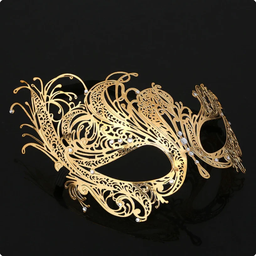 Lote de 2 máscaras de mascarada doradas para mujer u hombre | Elegante máscara de cisne veneciano Foto 4 de 4