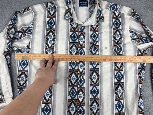 Wrangler Western Shirt Mens 2XL Tall Southwestern Aztec Pearl Snap 2XLT Cowboy - Imagen 5 de 14