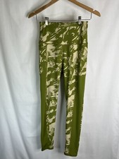 Nicole Miller Green White Print Side Pocket Mesh Panel Sport Leggings Sz. M GHL7