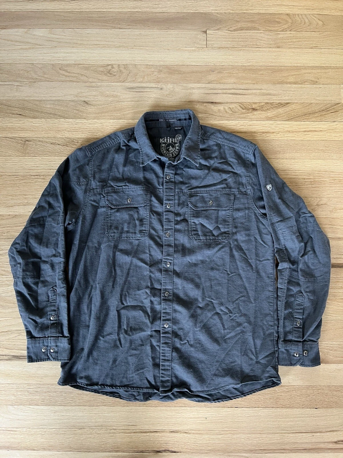 Kühl Mens Outdoor Long Sleeve Button-Up Shirt X-Large Cotton Blend Gray