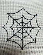 Handpainted Needlepoint Canvas, Halloween Spider Black Web 18ct