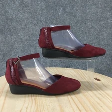 Comfortview Sandals Womens 8.5 W Aurelia Ankle Strap Burgundy Wedge Heels 14854