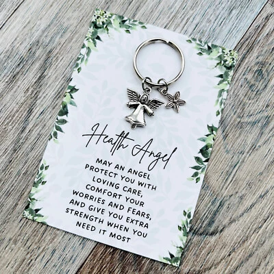 MADE BY LAURA JANE Guardian Angel for Health Keyring, Strength, Support Thinking of You Gift