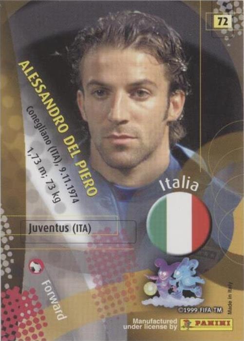 Preços baixos em 2002 Panini World Cup Alessandro Del Piero #72 | eBay