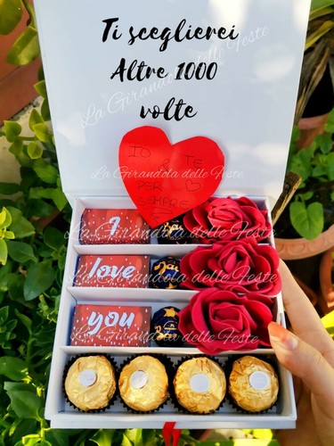 Regalo BOX CON ROSE SCATOLA SAN VALENTINO BACI PERUGINA PER LUI LEI idea amore