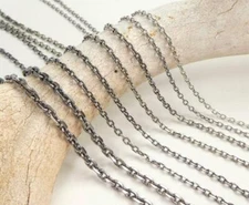 Oxidized Sterling Silver Linked Chain Necklace 1.5mm 2mm 3mm 45cm 50cm 55cm 60cm