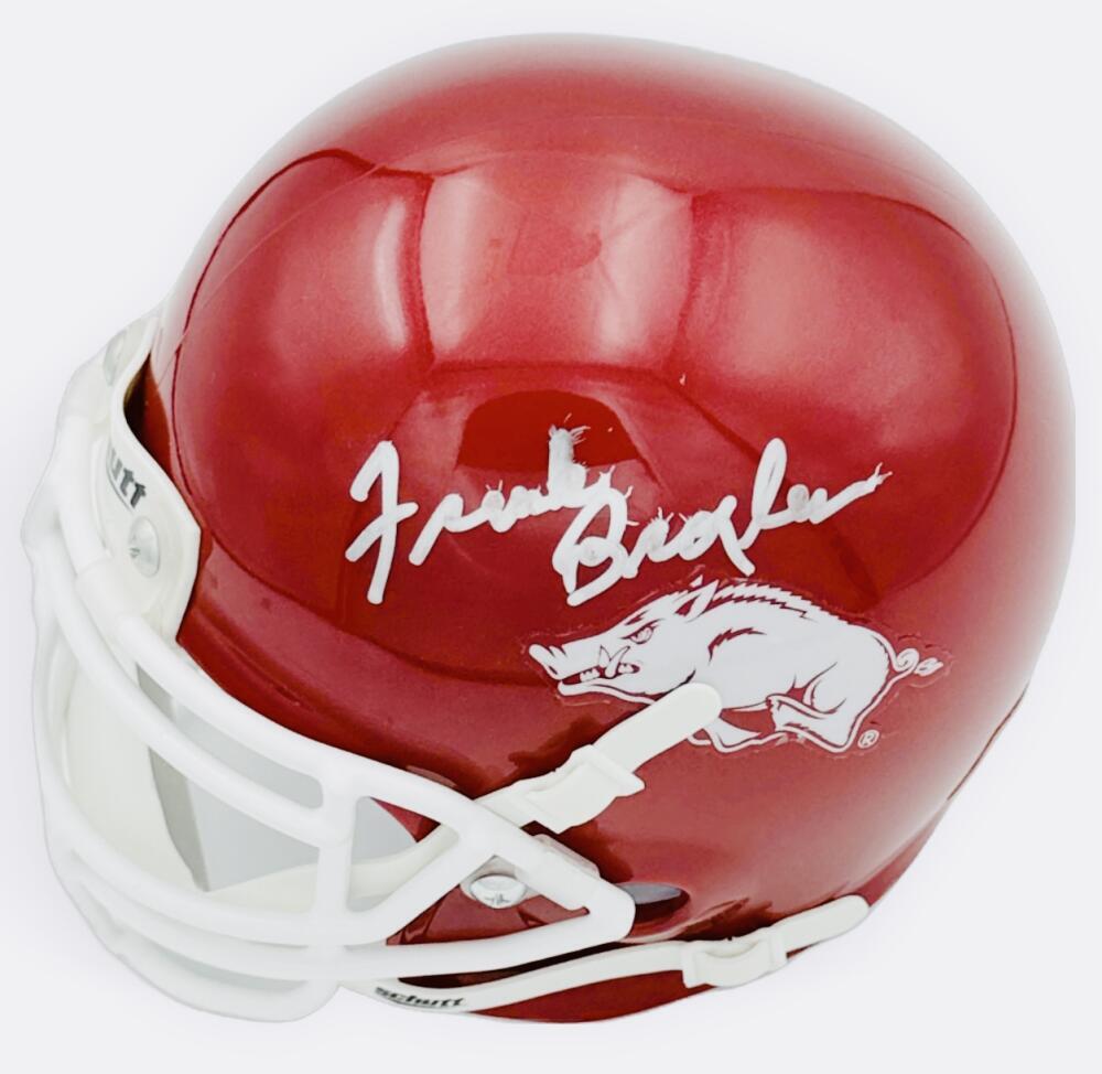 FRANK BROYLES Autographed Signed ARKANSAS RAZORBACKS MINI HELMET BECKETT BAS J52 