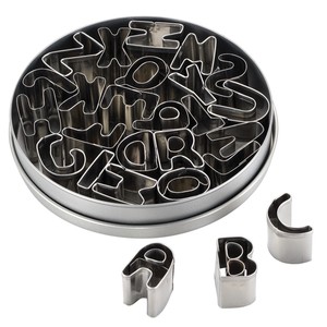 CAKE BOSS Mini Letter Cookie Cutters Set: Alphabet Silver