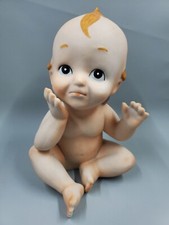 KE1 Lefton Kewpie Sitting Hands Near Face Baby Bisque Figurine 02218 5" Tall
