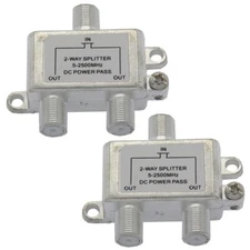2x 2-Way Coaxial Female F-Type to 2x F-Type RF Splitter 5-2050MHz TV Antenna VCR