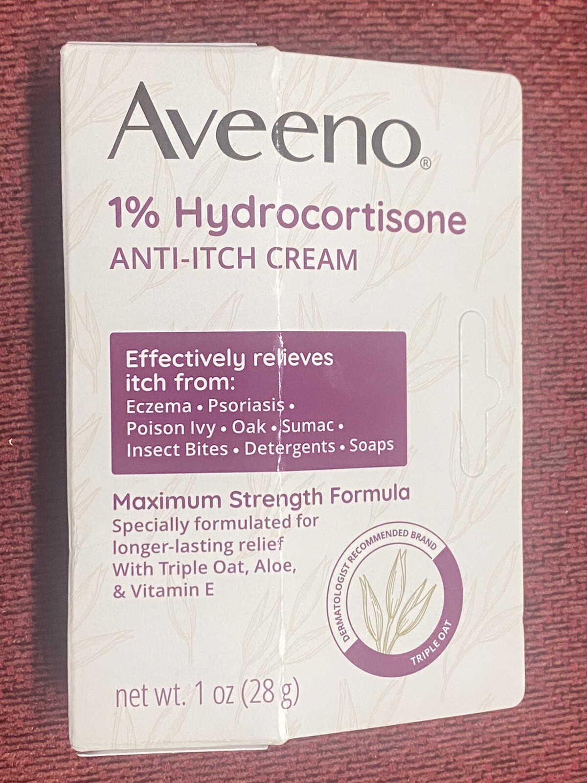 Crema antipicazón hidrocortisona 1 % fuerza máxima Aveeno EXP 02/26