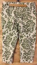 tommy hilfiger women's sz 12 green tan filagree cargo pants 100 cotton