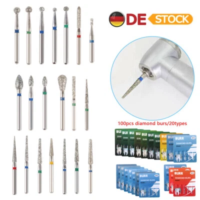 SEASKY 100Pcs Dental Diamond Burs für Hochgeschwindigkeits-Handstück 1.6mm 20 Arten