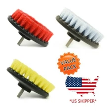 3 Pcs Carpet Mat 5" Round Brush w/Power Drill Attachment (Soft, Medium, Heavy)