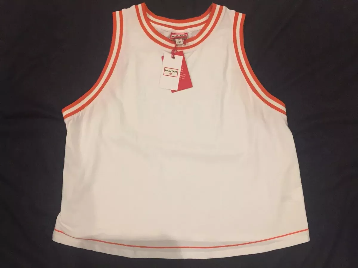 Hunter For Target 1x Women’s White Orange Trim Sleeveless Tank Top New With Tags