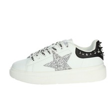 Sneakers Shop Art Kim bianco e nero con borchie zeppa 4,5 cm SCONTO DA LISTINO