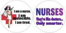 Set of 2 Funny Nurse Nursing Stickers - 3 Inch Circle Stickers 3" x 3" Humor