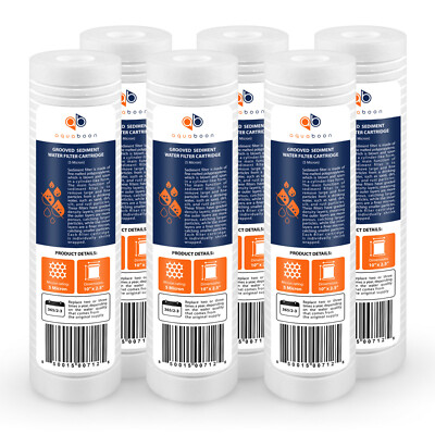Grooved Sediment Water Filter 5 Micron 10'' x 2.5'' size 6 PACK  by Aquaboon