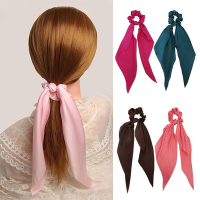 Süßigkeitenfarbe Langes Ribbon -Scrunchies Elastic Haartbänder ;