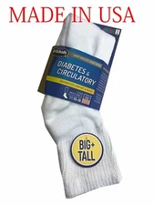 Dr. Scholl's Men's Diabetic Ankle Socks 2-Pack  " BIG & TALL"    MADE IN USA
