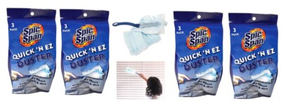 12 Duster Heads SPIC and SPAN Kleen Maid 999 Blue Quick 'N EZ  with 4 handles